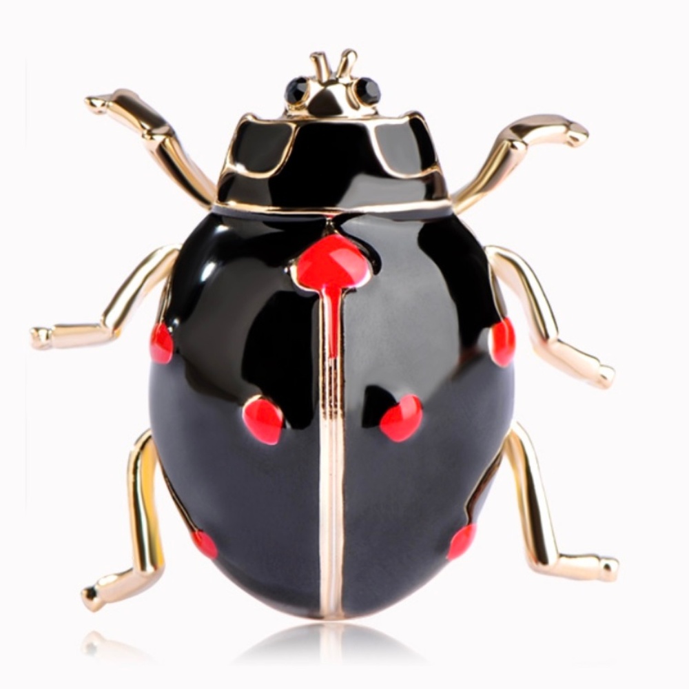 NWT Gold Black Red Ladybug Cute Pin Brooch - Picture 1 of 4